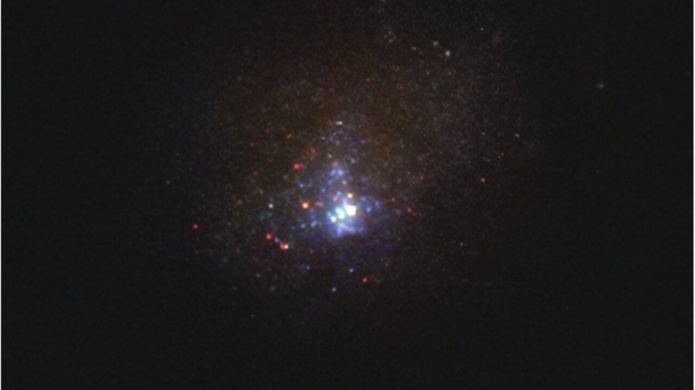 An image of the Kinman Dwarf galaxy, taken by the Hubble Space Telescope