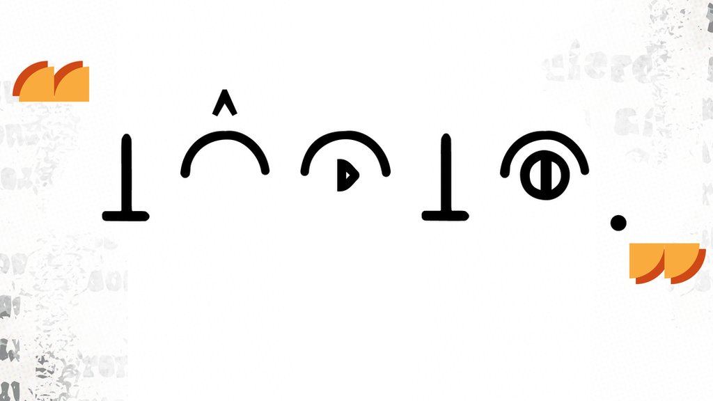 Frase escrita con símbolos de Bliss