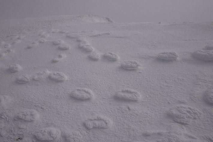 Raised footprints on Aonach Mor