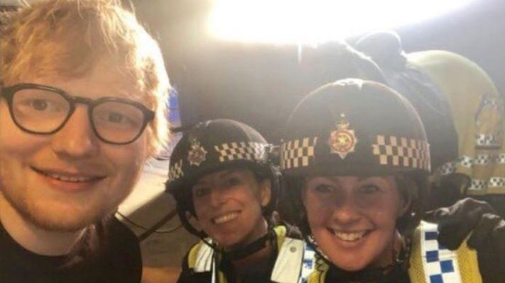 Ed Sheeran and South Wales Police officers