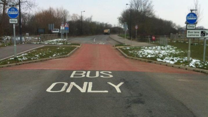 Bus lane at the Wixams estate in Bedford