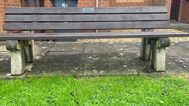 The memorial bench in Anslow Gardens