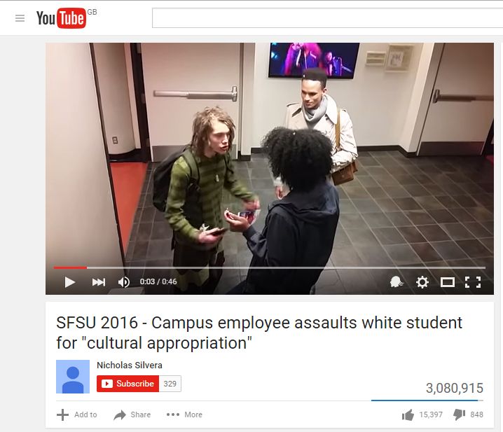 A still from a viral video of the confrontation between a white man and a black woman. Despite the title of the film, the university involved says the woman was not a campus employee.
