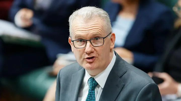 Getty A middle-aged man with grey hair and glasses speaks in parliament.