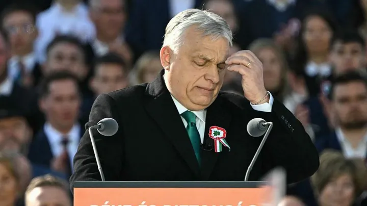Viktor Orbán addressing a crowd during a campaign rally