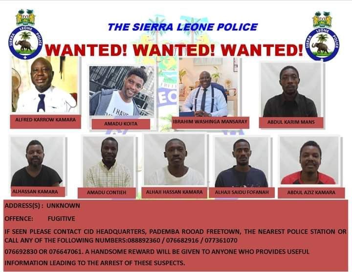 Declared wanted in connection with Sierra Leone Attempted Coup d'etat 