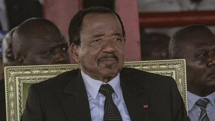 Cameroon's President Paul Biya speaking at a public event