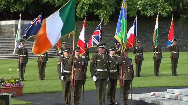 In Dublin, a military ceremonial event was held at the War Memorial Gardens at Islandbridge