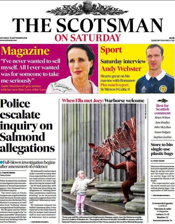 Scotland's papers: Alex Salmond police probe - BBC News