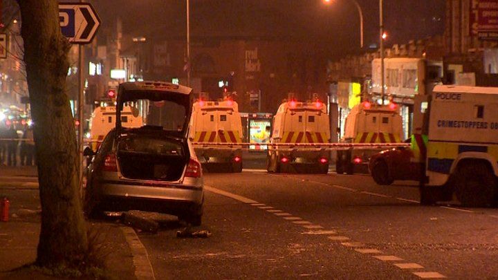 The police car was attacked in east Belfast