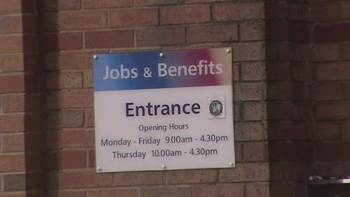 Jobs and Benefits office sign