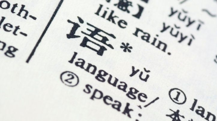 Chinese character "yu" - meaning language - in a dictionary