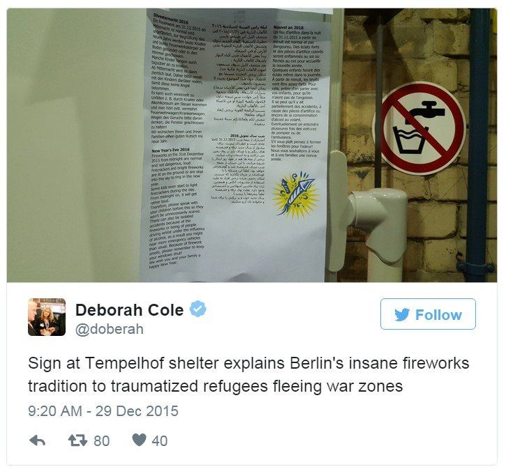 Tweet showing German fireworks warning leaflet