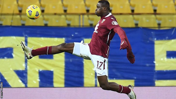 Ivory Coast's Wilfried Singo in action for his Italian club Torino