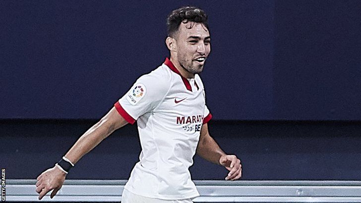 Munir El Haddadi celebrates a goal for Spanish side Sevilla