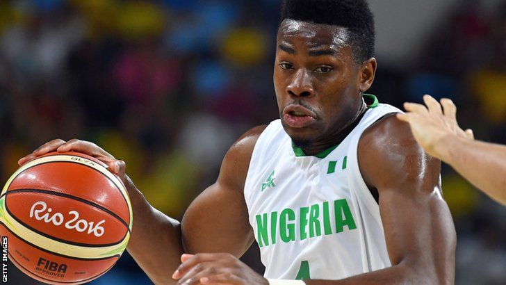 Nigeria basketballer Ben Uzoh in action at the 2016 Olympics