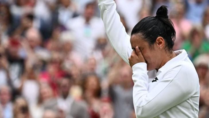 Tunisia's Ons Jabeur in tears after her 2023 Wimbledon final loss to Marketa Vondrousova