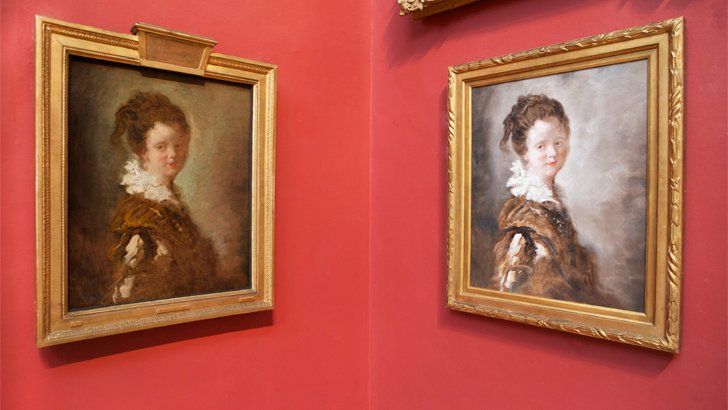 The replica and the original of Jean-Honore Fragonard's Young Woman