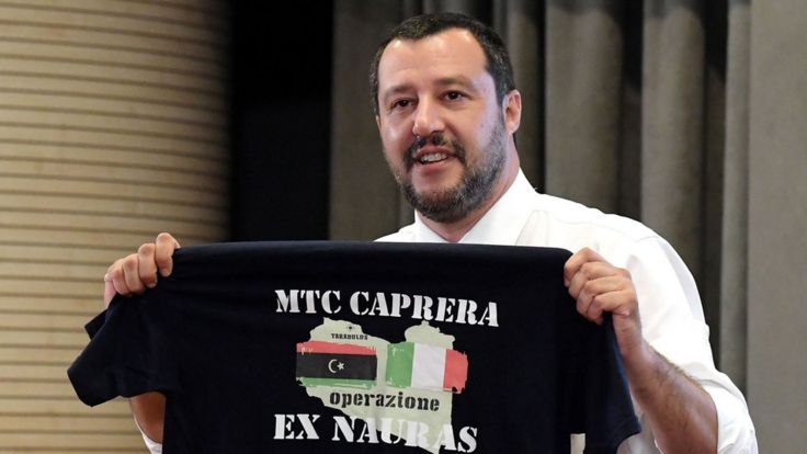 Italy's Interior Minister Matteo Salvini after a trip to Libya on 26 June