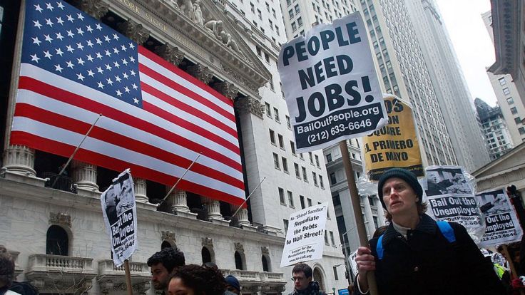 Una protesta frente a Wall Street