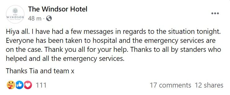 The Windsor Hotel's Facebook post