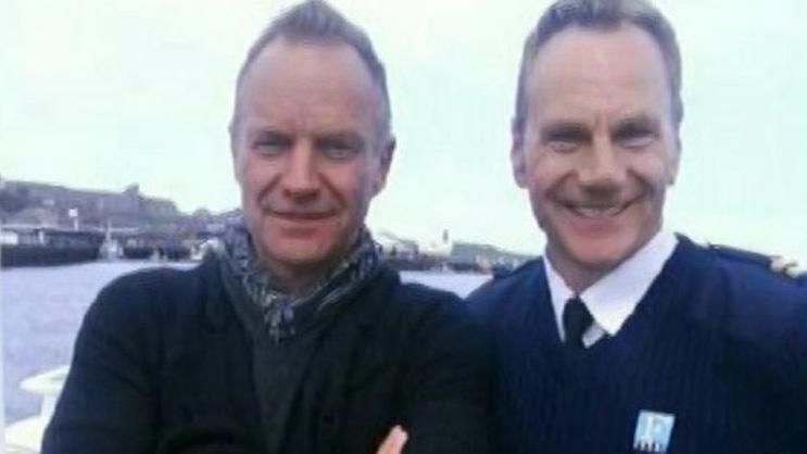 Sting (left) and Mr McGuinness on the Shields Ferry in 2010