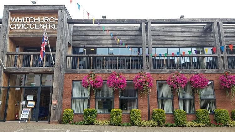 Whitchurch civic centre, a red brick building with a wood-clad second floor