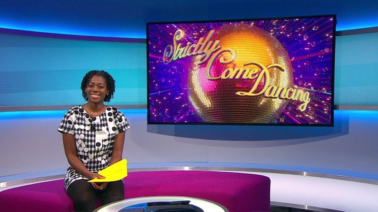 Shanequa on the Newsround sofa with the strictly picture