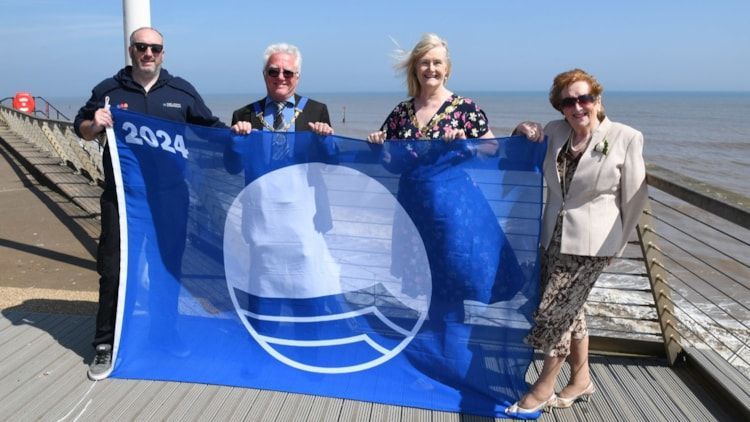 An internationally recognised blue flag which has been awarded to Hornsea and Withernsea coastal towns