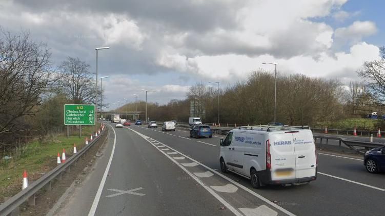 The A12 northbound just north of Brentwood, Essex
