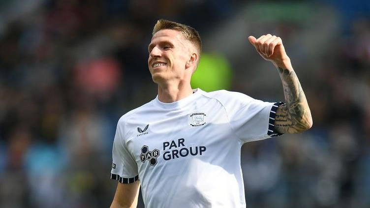 Emil Riis celebrates for Preston North End