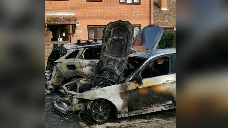 Fire damaged cars