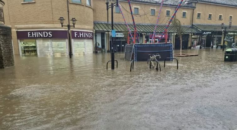 Hastings town centre flooded