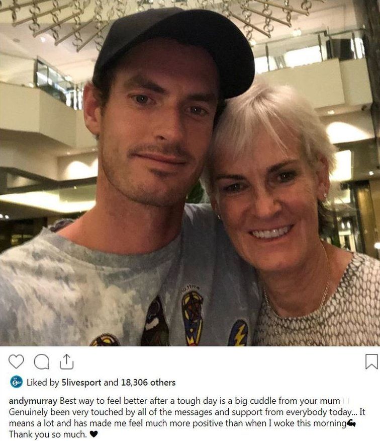 Andy Murray with mum Judy - posted on Instagram post