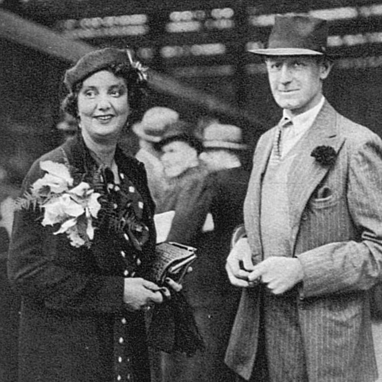 Black-and-white image of Lady Mary Herbert and Sir John Herbert from 1936