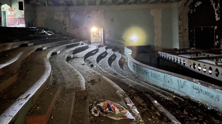 A picture showing the mess inside the derelict former Odeon building
