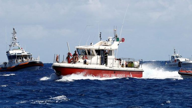 Rescue boats off the coast of Sicily 