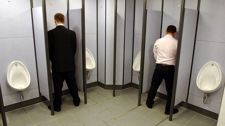 Urinals inside public toilet at Oxford Circus, London