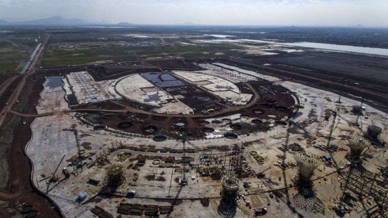 Aeropuerto de México cuando estaba en construcción.