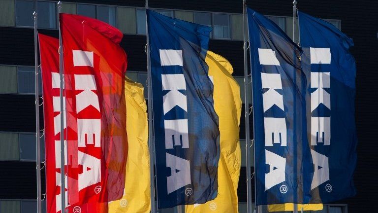 Ikea advertising flags at store