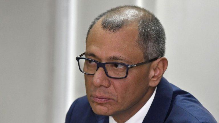 Ecuadoren Vice President Jorge Glas is pictured during his habeas corpus hearing at the National Court of Justice in Quito on October 15, 2017.