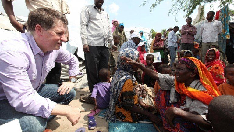 Justin Forsyth at a displacement camp in Somalia
