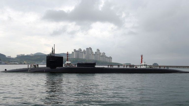 The US submarine USS Michigan stationed in South Korea