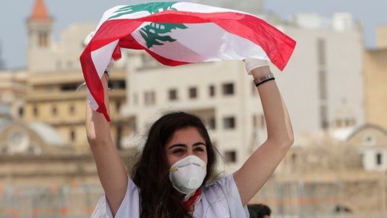 Anti-government protester in Beirut (22/04/20)
