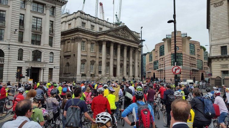 cyclists at Bank junction, London