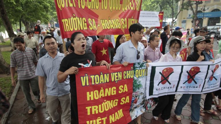 Vietnamese demonstrators have taken to the streets in Hanoi every Sunday for about 10 weeks to protest against Chinese actions in the South China Sea.