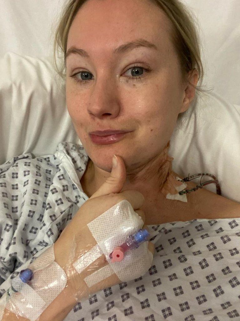 Sarah post surgery at the Royal Free Hospital