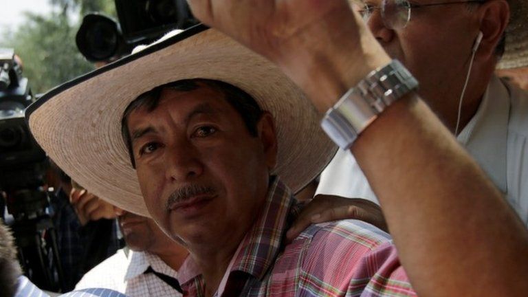 Ruben Nunez, from the CNTE in Oaxaca in a march in Mexico City, 28 May 2016