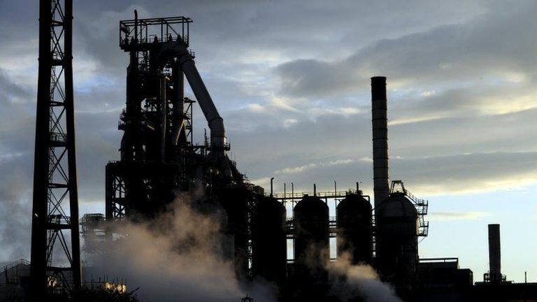 One of the blast furnaces of the Tata Steel plant in Port Talbot, South Wales