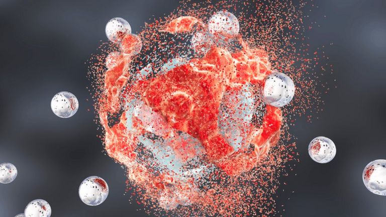 متلاشی شدن سلول سرطانی در حمله نانو